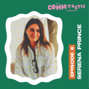 An image of a woman in a green background with the Commtastic logo.